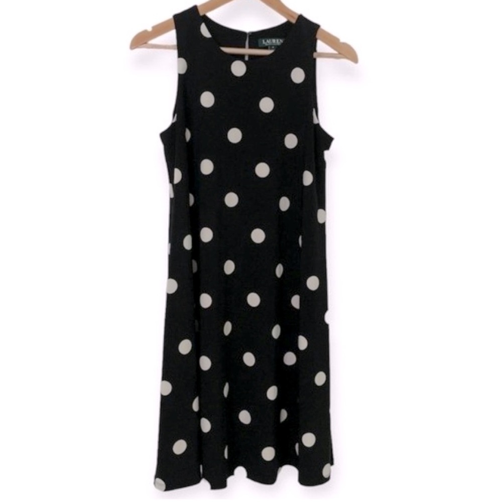 Lauren Ralph Lauren Polka Dot Sleeveless Relaxed Fit Trapeze Tent Shift Dress
